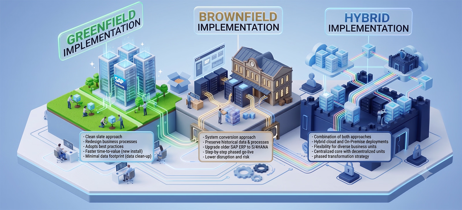 Greenfield, Brownfield, and Hybrid SAP Implementation Models